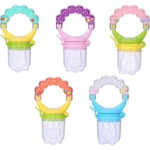 Baby Pacifier Fashion Multicolor Beads Ring Infant Silicone Soother Nipple Food Feeding Helper Nimbler Pacifier Baby Food Feeder