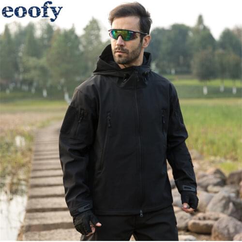 Soft Shell Military Windbreaker Jacket Men Waterproof Tactical Jacket Coat Male Hoody Windproof Fleece Casual Jacket