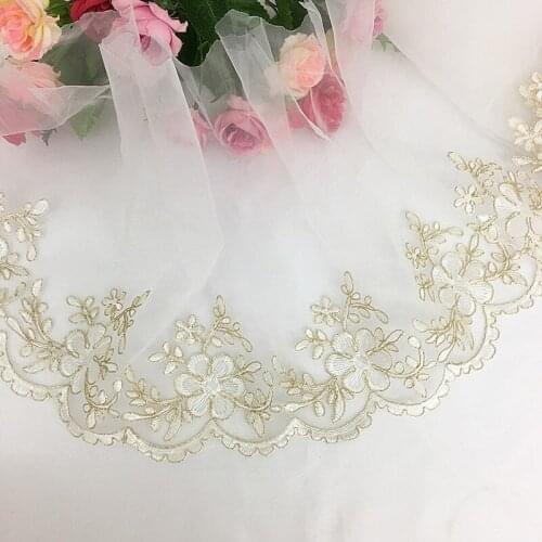 3Y/Lot High Quality Car Bone Organza Embroidery Lace Wedding Veil Lace Accessories DIY Material