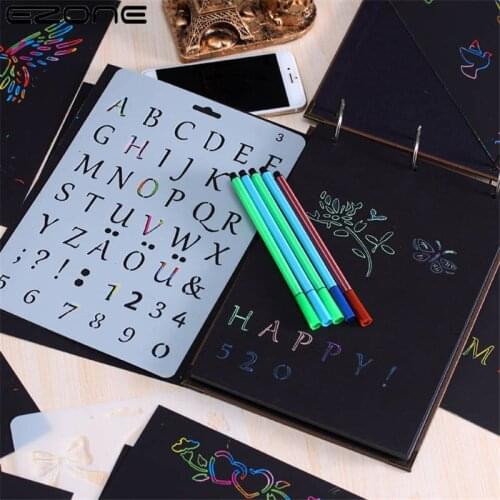 Warmom 1PC Painting Template Lace Ruler Hollow-out Template DIY Album Painting Ruler Drawing Template Educational Toys For Kids