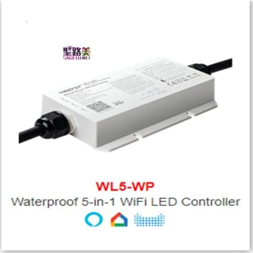 WL5-WP 5-in-1 WiFi LED Controller 6A/Channel Max 20A 2.4G WiFi Waterproof for Single Color Dual White RGB RGBW RGBCCT Led light