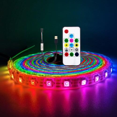 WS2812B USB LED Strip RGB WS2812 Addressable Pixel Tape 14Keys Remote Controller For TV Back Under Cabinet Lamp 1-5M DC5V