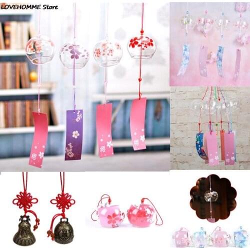 Japanese Glass Wind Chime Bell Garden Ornament Indoor Window Hanging Decor Craft Hanging Window Ornament Home Garden Decoration