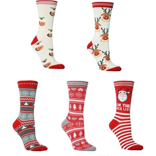 Womens Cotton Socks Fashion Funny Christmas Gift Socks Six Colors Elk Woman Socks Men 2020 Unisex Santa Stockings Cute Cartoon