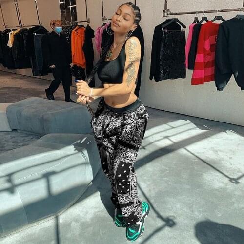 Womens Paisley Bandanna Print Jogger Sweatpant Vintage High Waist Running Workout Pants Active Wear Sportswear Baggy Trouser