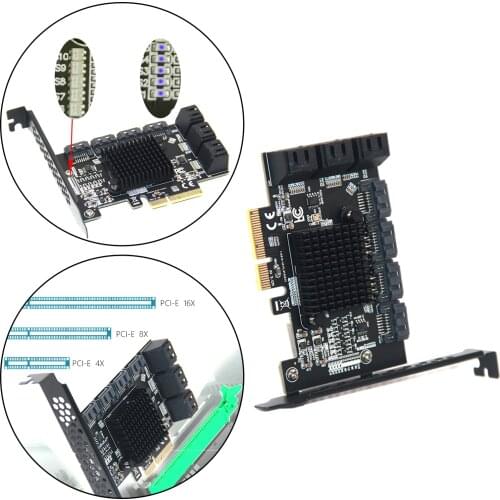 10Ports 6Gbps PCI Express to SATA3.0 Expansion Card Adapter Converter 4X 16X for MacOS Desktop PC ASM1166 Accessory