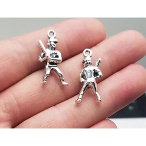 20pcs/lot--25x12mm, Baseball cham,Antique silver plated Baseball Player charms,DIY supplies,Jewelry accessories