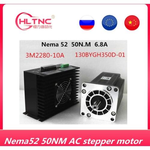 3Phase NEMA 52 130mm 50N.m AC Stepper Motor CNC Stepper Motor 130BYGH350D-01 1.2Degree 6.9A+ Drive kits With Driver 3M2280-10A