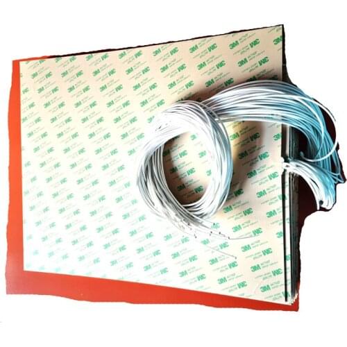 36v 150w 340*420*1.5mm White Silicone Rubber Heater adhesive 1 side 1000mm lead out from middle of 340mm side