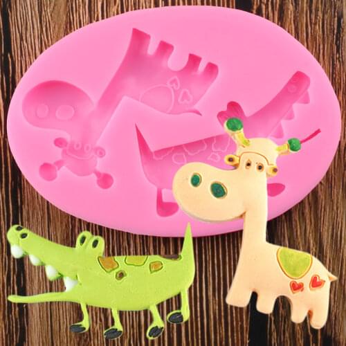 3D Animals Crocodile Hippo Silicone Molds Fondant Chocolate Mould Cake Decorating Tools DIY Cake Baking Mold Candy Clay Moulds