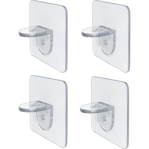 4pcs Closet Support Pegs 90° Plastic Cabinet Shelf Supports Adhesive Free-punching Wall Hangers Clips
