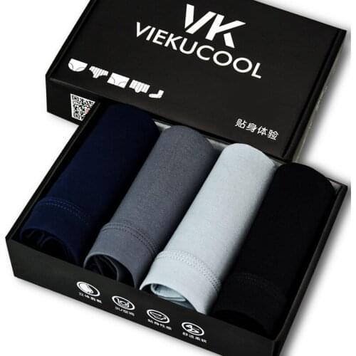 4 Pieces / Bag New Hot Mens Underwear Mens Solid Color Breathable Comfortable Boxer Wholesale Mens Underwear