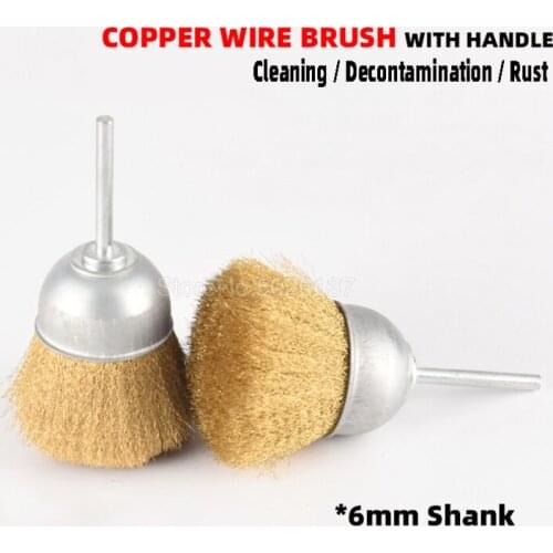 6MM Copper Plating Stainless Steel Wire Wheel Brushes Grinder Rotary Tool Connecting Rod Polishing Brush Accessorie Set Plated
