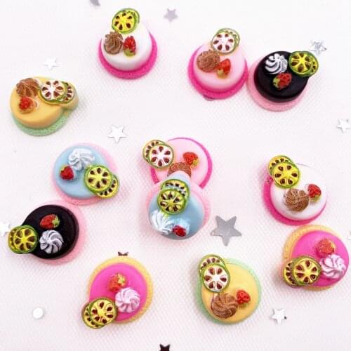 60pcs Resin Colorful Mini Lemon Strawberry Cake Flatback Figurines Cabochon Scrapbook DIY Craft Home Decor Accessories OH13