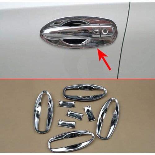 8Pieces/Kits Bright Glossy Chromium Door Handle Bowl Cup Cover Trims For 2014-2019 Nissan X-Trail Rogue Car Styling Accessories