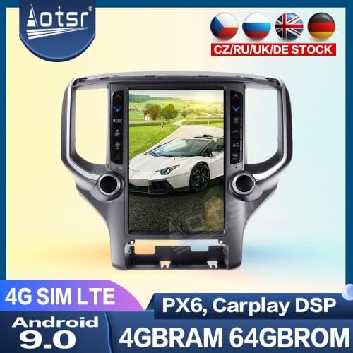 Tesla Vertical Screen Car Radio GPS Navigation For Dodge RAM 2018+ Android 9.0 Multimedia Player PX6 Auto Audio Head Unit DSP