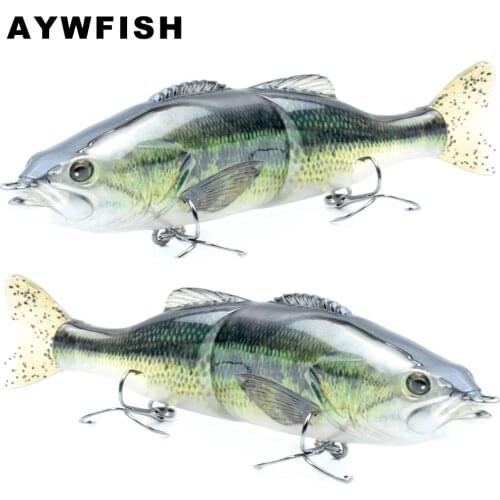 AYWFISH Jointed Swimbait 170mm 87g Insert Soft Tail Lifelike Painting ABS Plastic Swim Bait 2pcs Treble Hooks Bass Fishing Lures