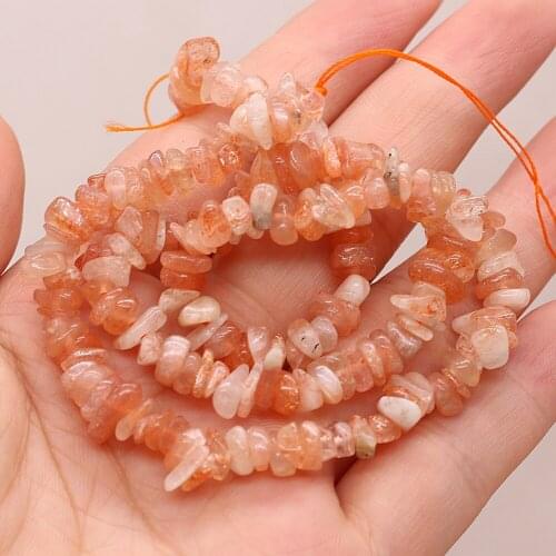 Length 40cm Natural Golden Sun Unshaped Crushed Stone Beads For Women Men Gift DIY Bracelet Necklace Jewelry Making 3x5-4x6mm