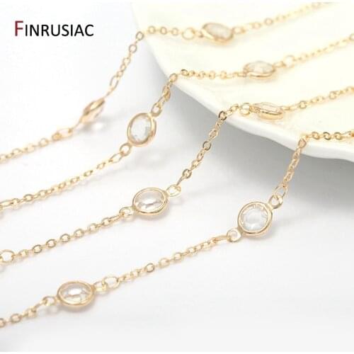 Korean 6mm round crystal chain for diy jewelry making handmade fashion bracelet necklace chain material components 14k gold