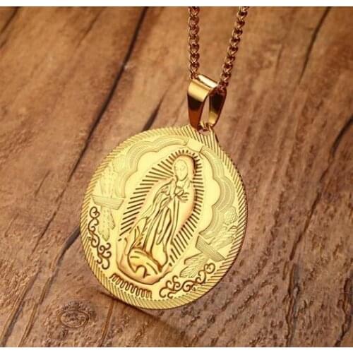 Fashion Jewelry stainless steel Religious virgin Mary necklace pendant women men 24