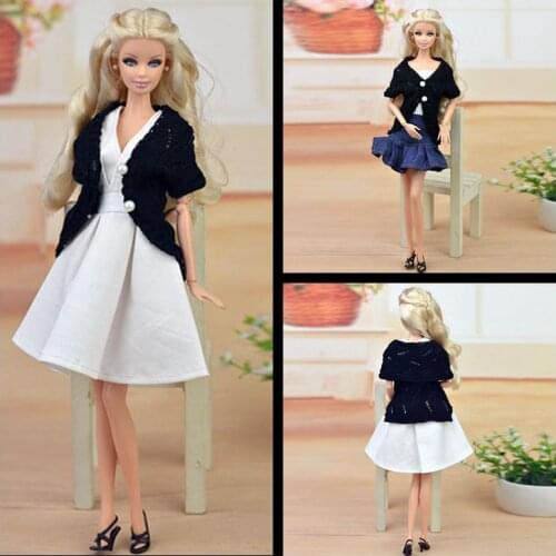 11.5" Black Handmade Knitted Sweaters for Barbie Doll Clothes Outfits Winter Top Coat Casual Wear 1/6 BJD Dolls Accessories Toys