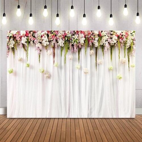 Wedding Floral Photography backdrop white curtrain rose flowers photo background studio wedding boda photocall girls brithday