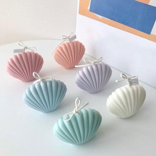 1Pcs 3D Seashell Candle Mould Scented Candle Mold Candle Making Shell Aromatherapy Plaster Molds Plastic Scallop Soap Mold