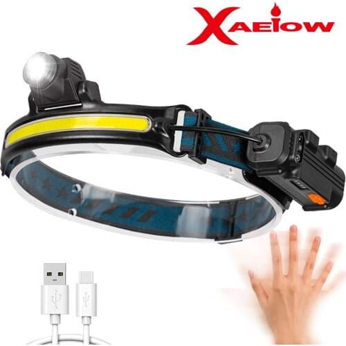 Headlamp Strong Head Scout Llithiumion Battery Sensor Light LED Light COB Bulb Cap Light Rechargeable Reflector Head Lantern