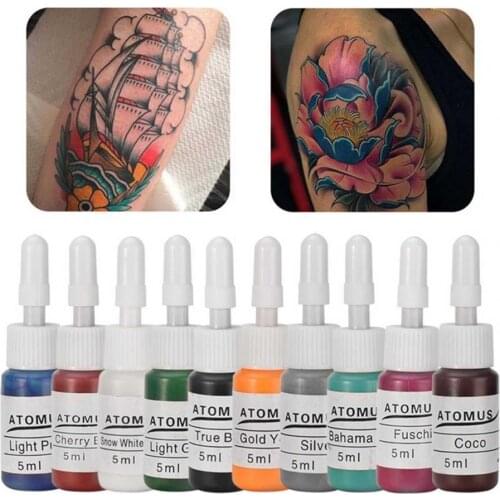 Hot sell 10Pcs/set 80g Tattoo Inks Sanitary Long Lasting Synthetic Bottle Tattoo Ink Set For Salon Beauty Skin Body Art DIY