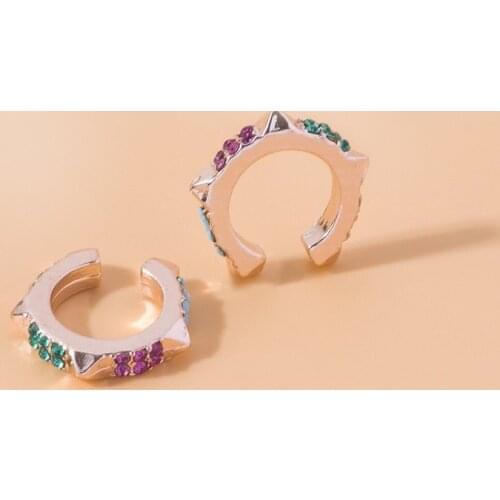 European American Hot Earrings Alloy Colored Pointed Cone Ear Clips Men and Women Trendy Ear Bone Jewelry Factory Direct Sales