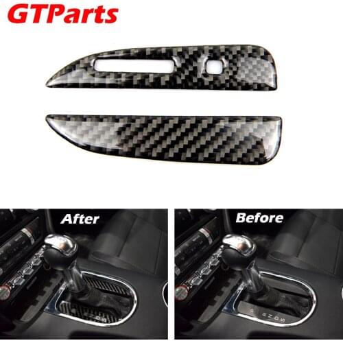 GRPARTS Carbon Fiber Central Control Gears Shift Lever Panel Decorative Frame Cover Trim Stickers For Ford Mustang 2015 -2019