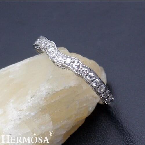Hermosa Womens Wedding Rings Special Charms Zircon Engagement Jewelry Bridal Ring Size 7# 8