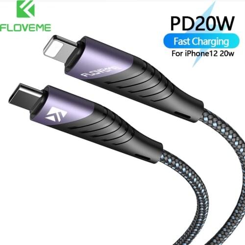 FLOVEME PD20W Cable for iPhone 12 Pro PD18W Fast Charge USB C Cable for iPhone Univesial Type C to lightning Cables