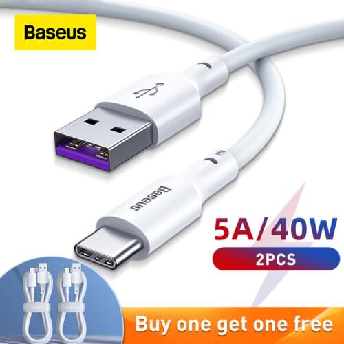 Baseus Fast Charging USB Type C Cable 5A USB C Cable Type C cable for Huawei Data Cord Charger USB Cable C For Samsung S20 S10