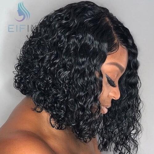 Short Bob Curly Lace Closure Human Hair Wigs For Black Women 13x6 Brazilian Human Hair Lace Front Wig With Baby Hair Pre Plucked