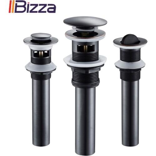 Matte Black Bathroom Lavatory Brass Plug Basin Stopper Sink Drain Strainer Click-Clack Waterlet Pop Up With and Without Overflow