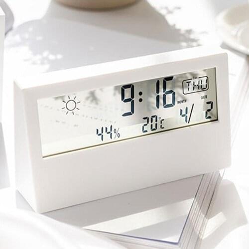 Transparent Screen Weather Station Alarm Clock Indoor Hygrometer Thermometer Weather Forecast Sensor Clock Long Battery Life