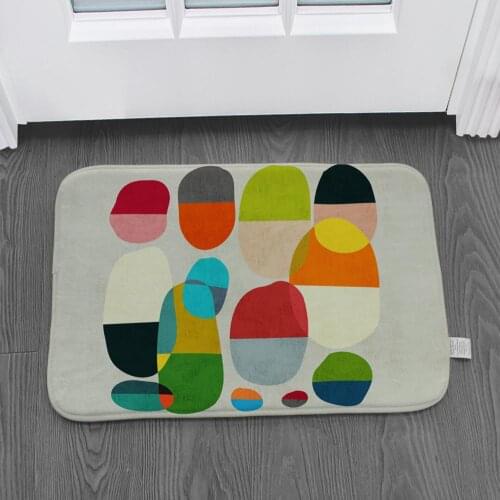 Cartoon geometric mat floor door mat carpet ultra-thin non-slip anti-fatigue door bathroom carpet room stepping mat LZE12