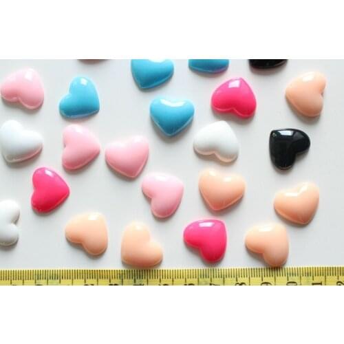 Set of 120 pcs resin shiny polished Heart Cabochons (16mm) decoden Cell phone, hair accessory, embellishment, DIY flat back
