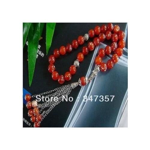 Natural 33 Red Agate Stone Round Shape beads Prayer beads Islamic Muslim Tasbih Allah free shipping