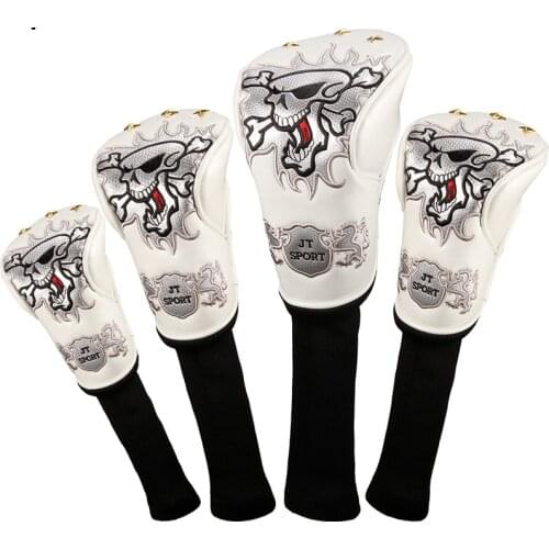 New 4Colors Skull Head Golf cover Headcover for Driver 3#Fairway Wood 5#Fairway Wood Golden Spots universal brand Free Shipping