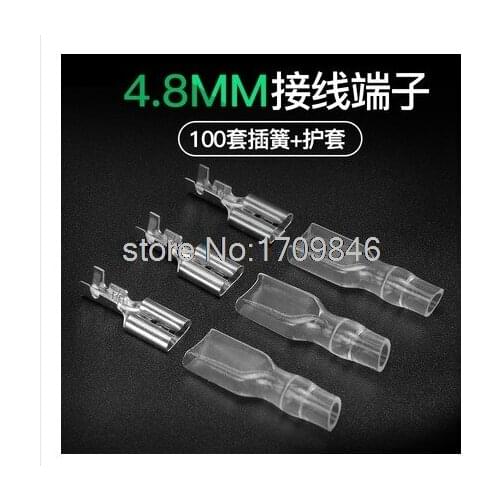 500x 4.8mm Crimp Terminal Female Spade Connector + Case