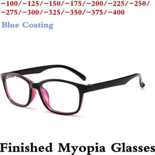 Purple Black Anti Blue Computer Men Women Finished Myopia Lenses Nearsighted Glasses For Young-1.0 -1.25-1.5-1.75 -2.0 ~ -4.0