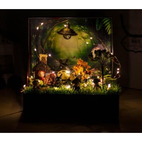 Novel and Funny Toy DIY Gift Box for Micro Landscape Scene Mini Doll Luminous Tree House Creative Game of Early Education