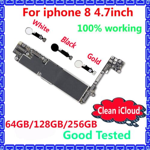 Black / White / Gold Fingerprint for iphone 8 Original motherboard with / without touch ID,64GB unlocked mainboard with chips