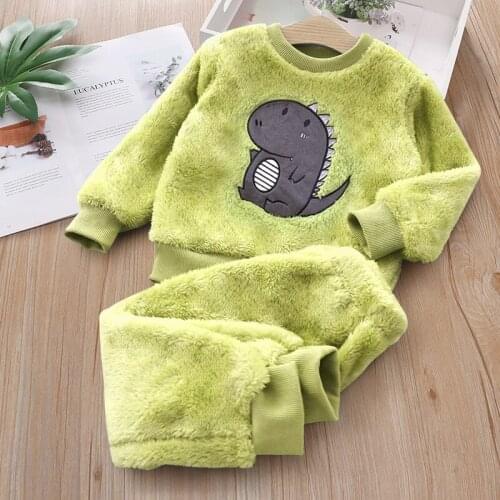 PatPat 2pcs Baby casual Babys Sets Cartoon Dragon Warm Autumn Winter Long Sleeve Infant Clothing Outfits Children Clothing