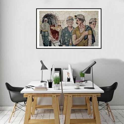 Miner Worker Man Tunnel Poster Canvas Print Painting Wall Art Living Room Home Decoration