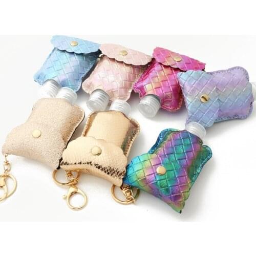 Portable Hand Sanitizer Bottle Keychain Glitter Leather Hand Sanitizer Disinfection Bottle Keychain Holder