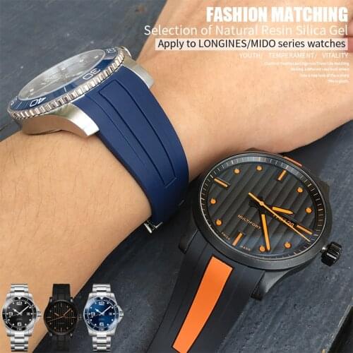19mm 20mm 21mm 22mm Rubber Silicone Watch Straps Bands For Longines Conquest For Mido Multifort For omega Seamaster Accessories