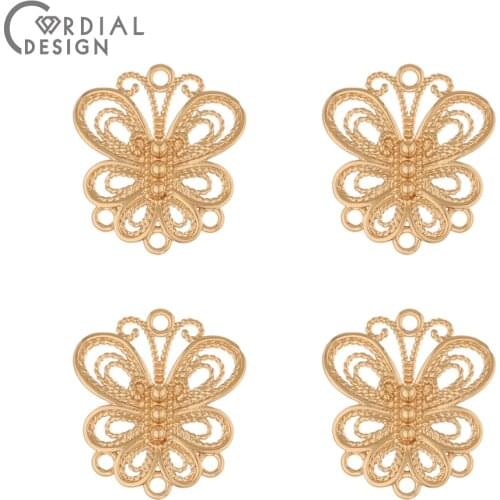 Cordial Design 100Pcs 17*19MM Earring Accessories/Charms/Butterfly Shape/Copper/Jewelry Findings Components/Hand Made/Connectors